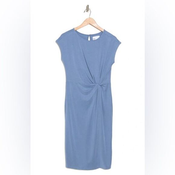 Nordstrom Rack NWT Side Knot Modal Blend Midi Dress In Blue Infinity Size M - Picture 4 of 6